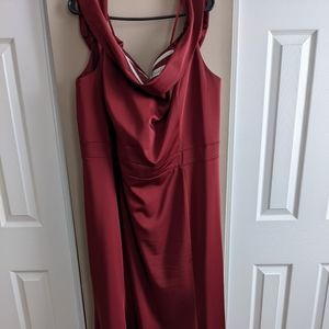 Kleinfeld's Burgundy Bridesmaid Off-the-Shoulder Gown